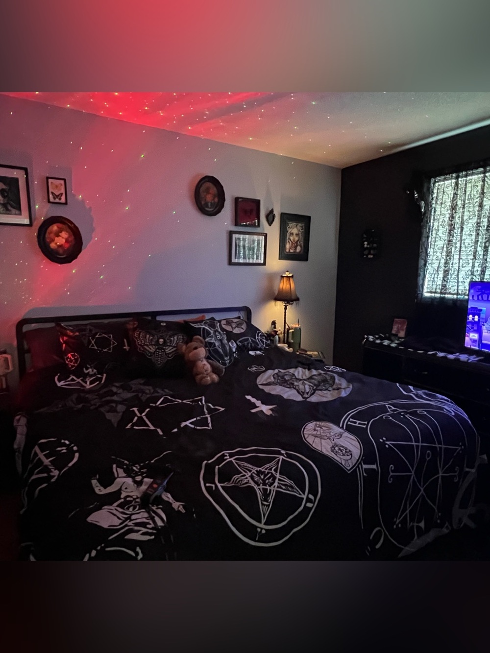 King Size Duvet Cover & Shams//Black Occult Symbol Set - Bedding